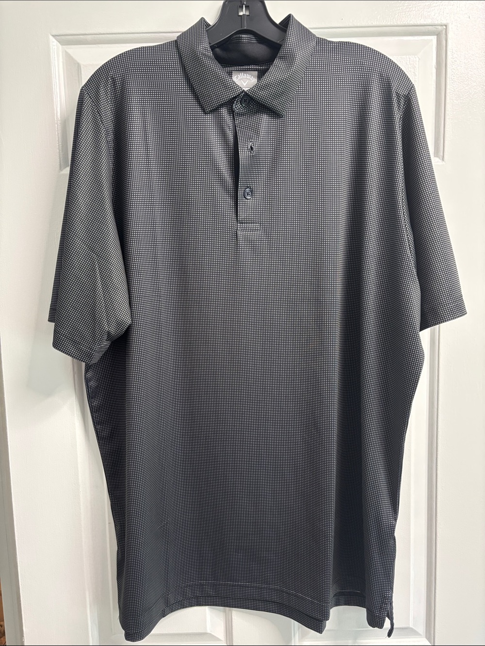 Callaway Golf Opti-Dri Swing Tech Polo Shirt Men’s Large Black Gray Geometric